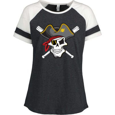 Pirate Baseball Skull Fans Of Pittsburgh Gift Enza Ladies Jersey Colorblock Tee