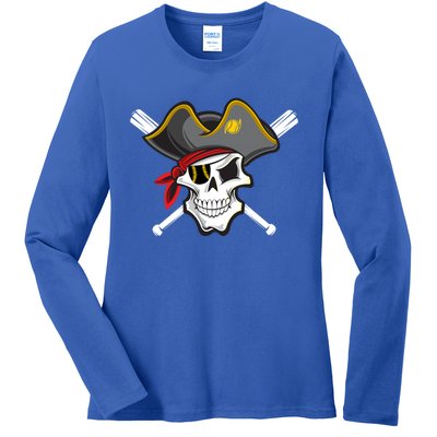 Pirate Baseball Skull Fans Of Pittsburgh Gift Ladies Long Sleeve Shirt