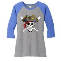 Pirate Baseball Skull Fans Of Pittsburgh Gift Women's Tri-Blend 3/4-Sleeve Raglan Shirt