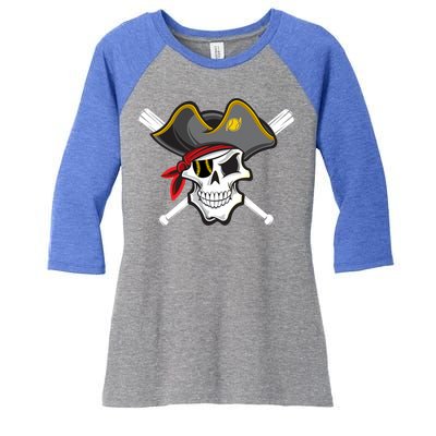 Pirate Baseball Skull Fans Of Pittsburgh Gift Women's Tri-Blend 3/4-Sleeve Raglan Shirt