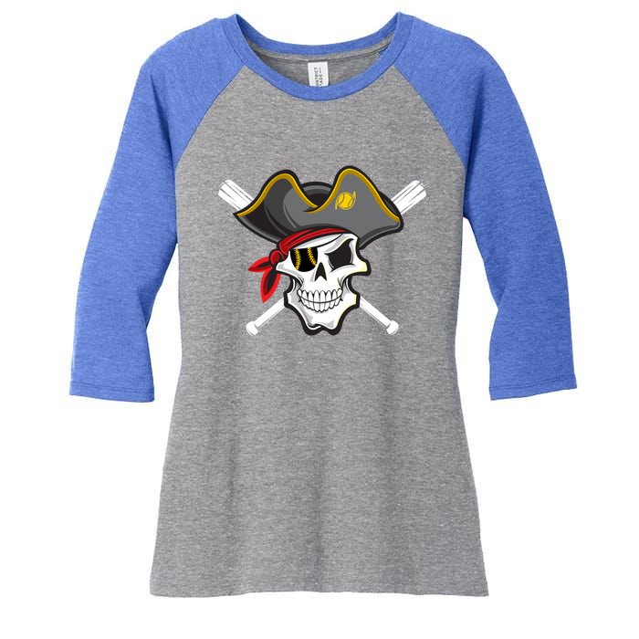 Pirate Baseball Skull Fans Of Pittsburgh Gift Women's Tri-Blend 3/4-Sleeve Raglan Shirt