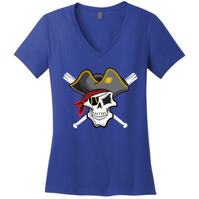 Pirate Baseball Skull Fans Of Pittsburgh Gift Women's V-Neck T-Shirt