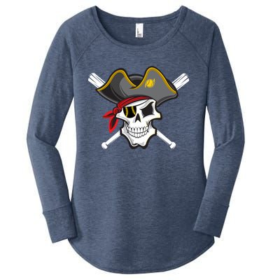 Pirate Baseball Skull Fans Of Pittsburgh Gift Women's Perfect Tri Tunic Long Sleeve Shirt