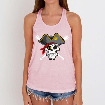 Pirate Baseball Skull Fans Of Pittsburgh Gift Women's Knotted Racerback Tank