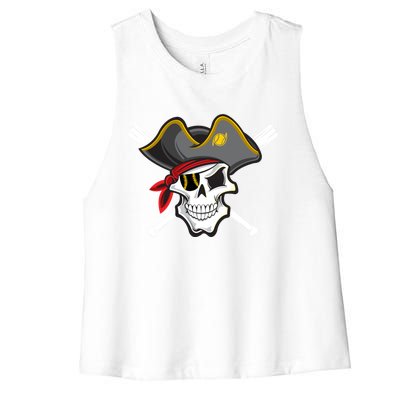 Pirate Baseball Skull Fans Of Pittsburgh Gift Women's Racerback Cropped Tank