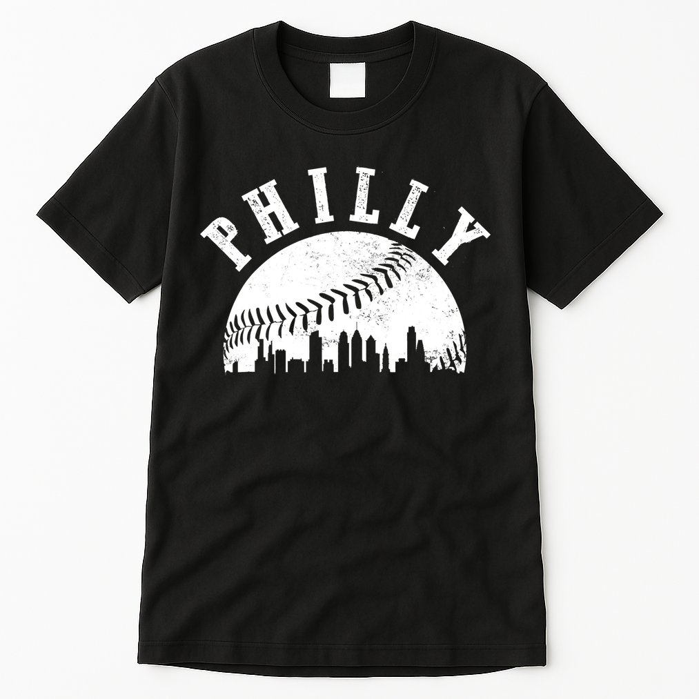 Philly Baseball Sports Skyline Illustration Cityscape Tall T-Shirt