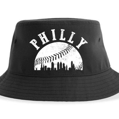 Philly Baseball Sports Skyline Illustration Cityscape Sustainable Bucket Hat