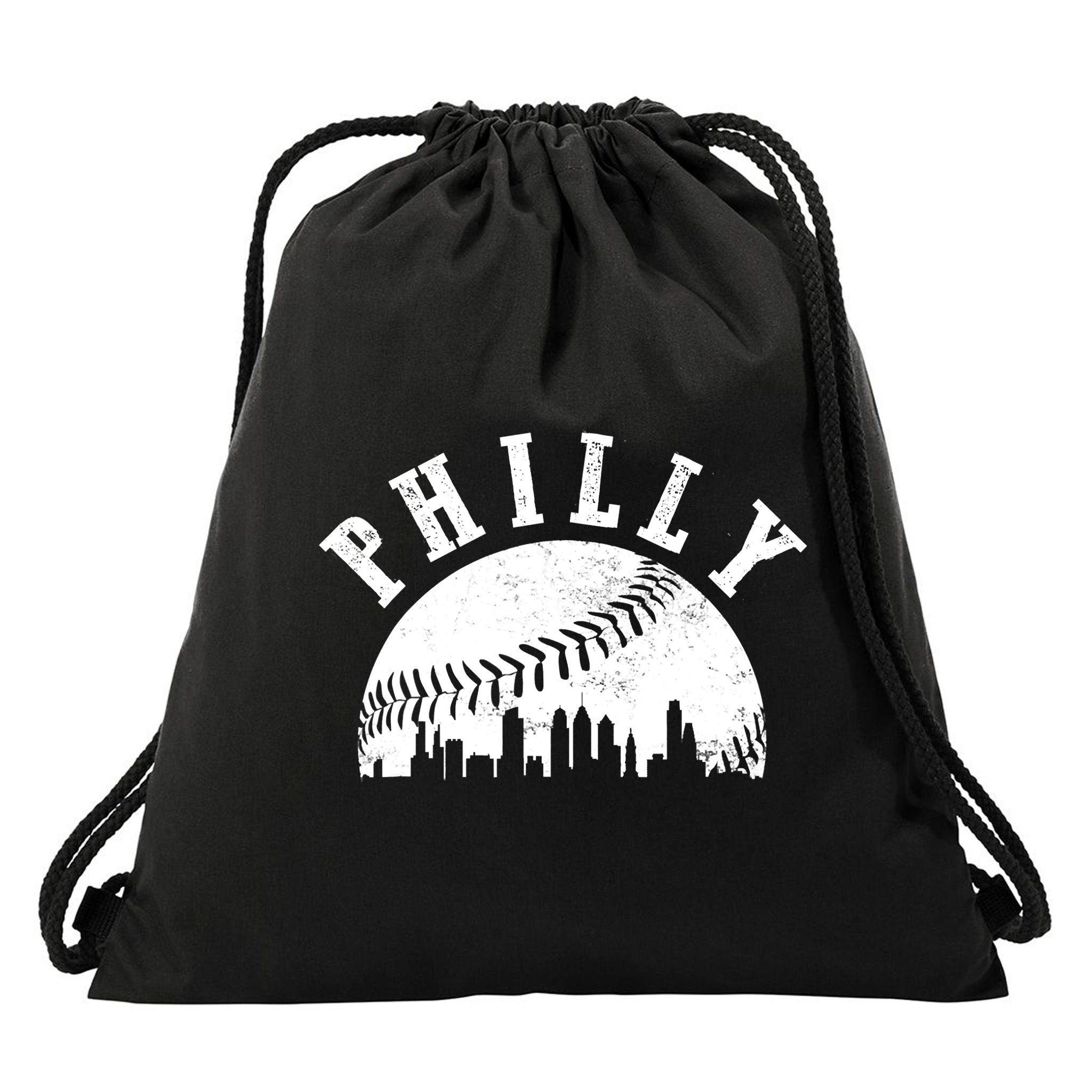 Philly Baseball Sports Skyline Illustration Cityscape Drawstring Bag