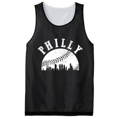Philly Baseball Sports Skyline Illustration Cityscape Mesh Reversible Basketball Jersey Tank