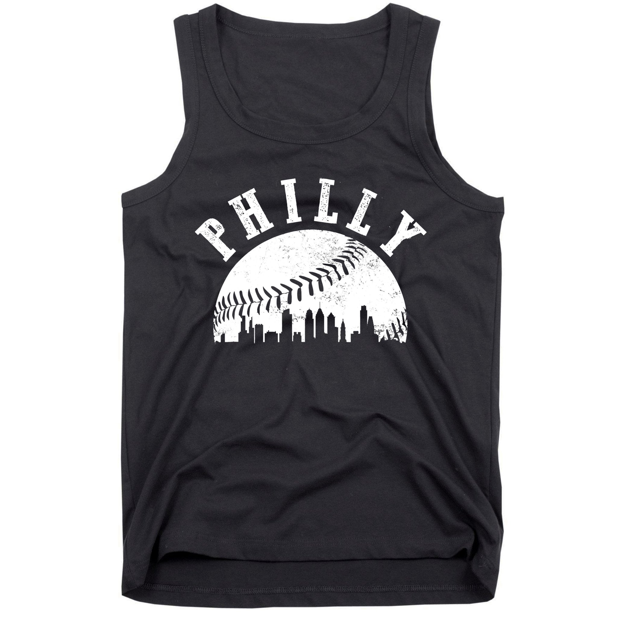 Philly Baseball Sports Skyline Illustration Cityscape Tank Top