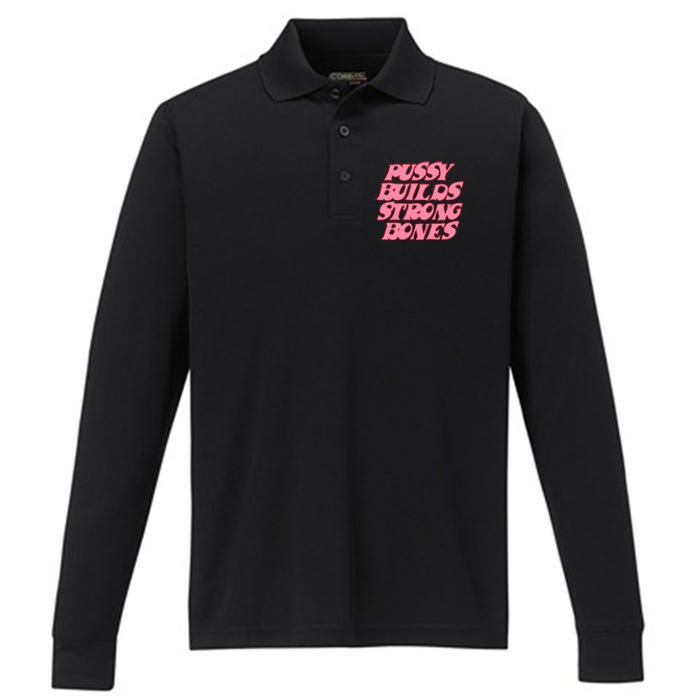 Pussy Builds Strong Bones Pbsb Colored Performance Long Sleeve Polo