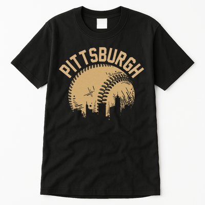 Pittsburgh Baseball Skyline Pennsylvania Player Coach Fan Tall T-Shirt