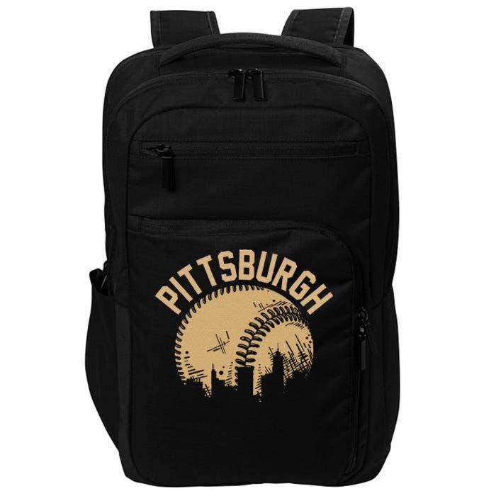 Pittsburgh Baseball Skyline Pennsylvania Player Coach Fan Impact Tech Backpack