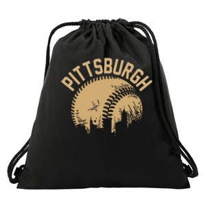 Pittsburgh Baseball Skyline Pennsylvania Player Coach Fan Drawstring Bag