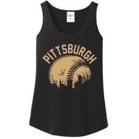 Pittsburgh Baseball Skyline Pennsylvania Player Coach Fan Ladies Essential Tank