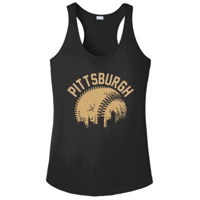 Pittsburgh Baseball Skyline Pennsylvania Player Coach Fan Ladies PosiCharge Competitor Racerback Tank