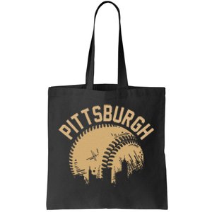 Pittsburgh Baseball Skyline Pennsylvania Player Coach Fan Tote Bag