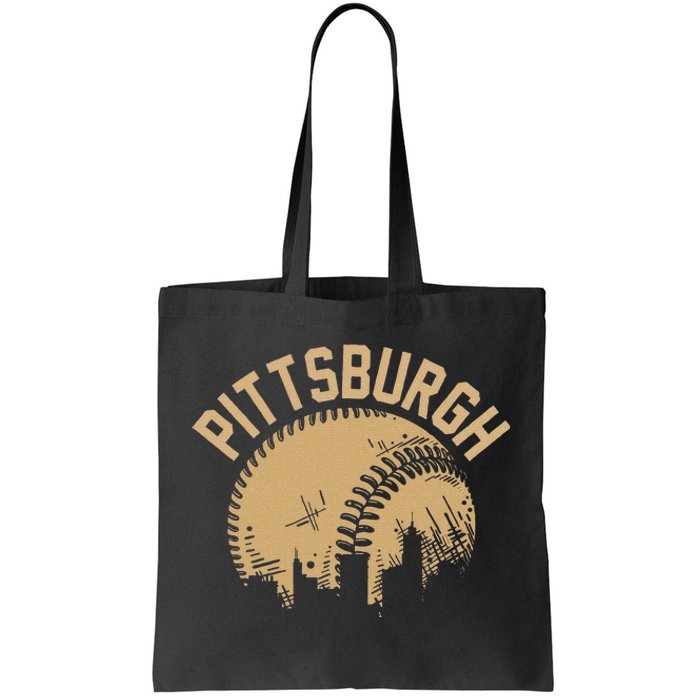 Pittsburgh Baseball Skyline Pennsylvania Player Coach Fan Tote Bag