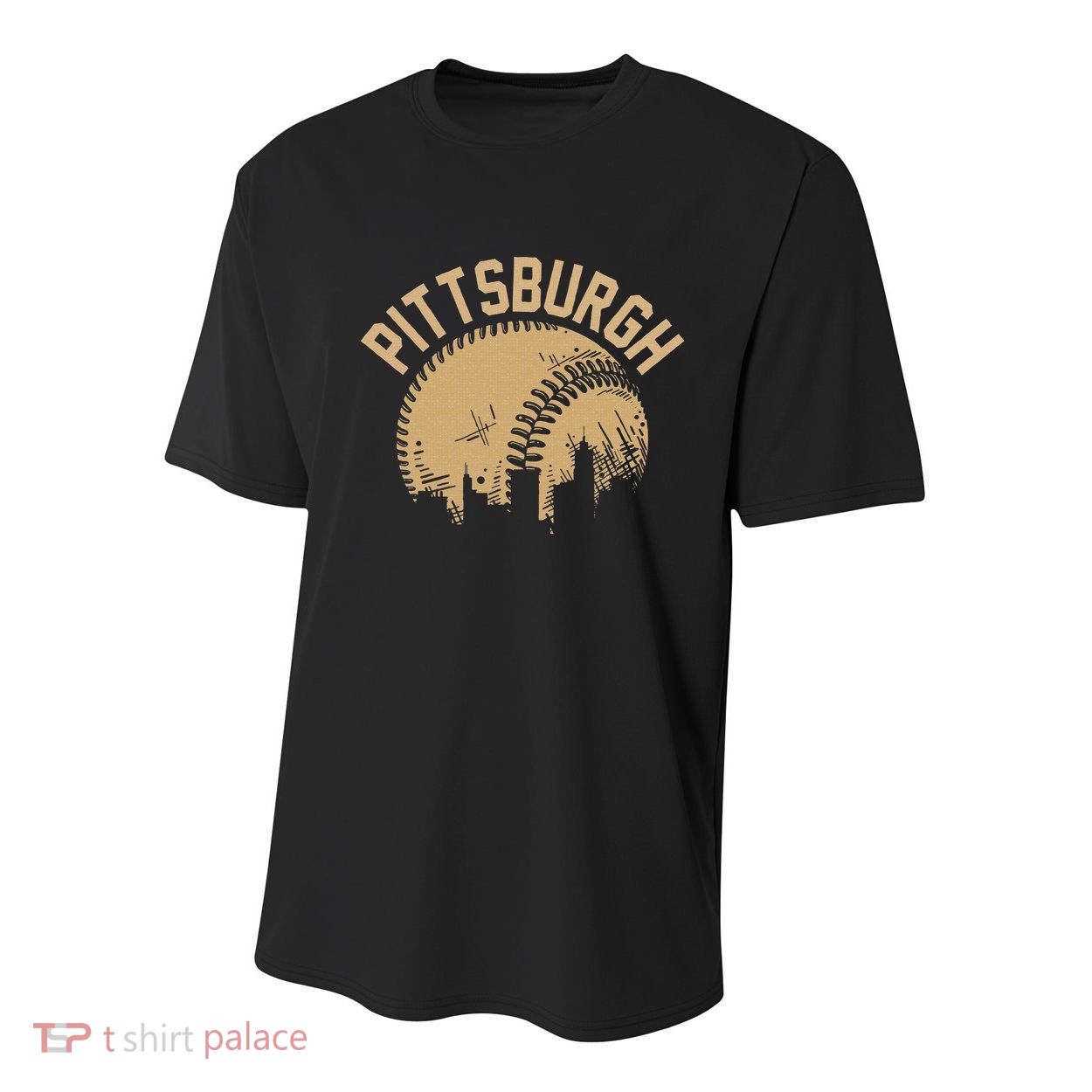 Pittsburgh Baseball Skyline Pennsylvania Player Coach Fan Youth Performance Sprint T-Shirt