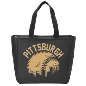 Pittsburgh Baseball Skyline Pennsylvania Player Coach Fan Zip Tote Bag