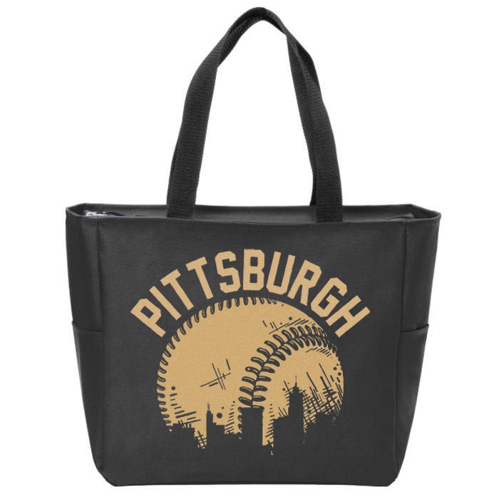 Pittsburgh Baseball Skyline Pennsylvania Player Coach Fan Zip Tote Bag