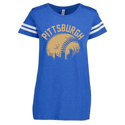 Pittsburgh Baseball Skyline Pennsylvania Player Coach Fan Enza Ladies Jersey Football T-Shirt