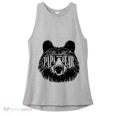 Papa Bear Sunglasses Father's Day Dad Grandpa Ladies PosiCharge Tri-Blend Wicking Tank