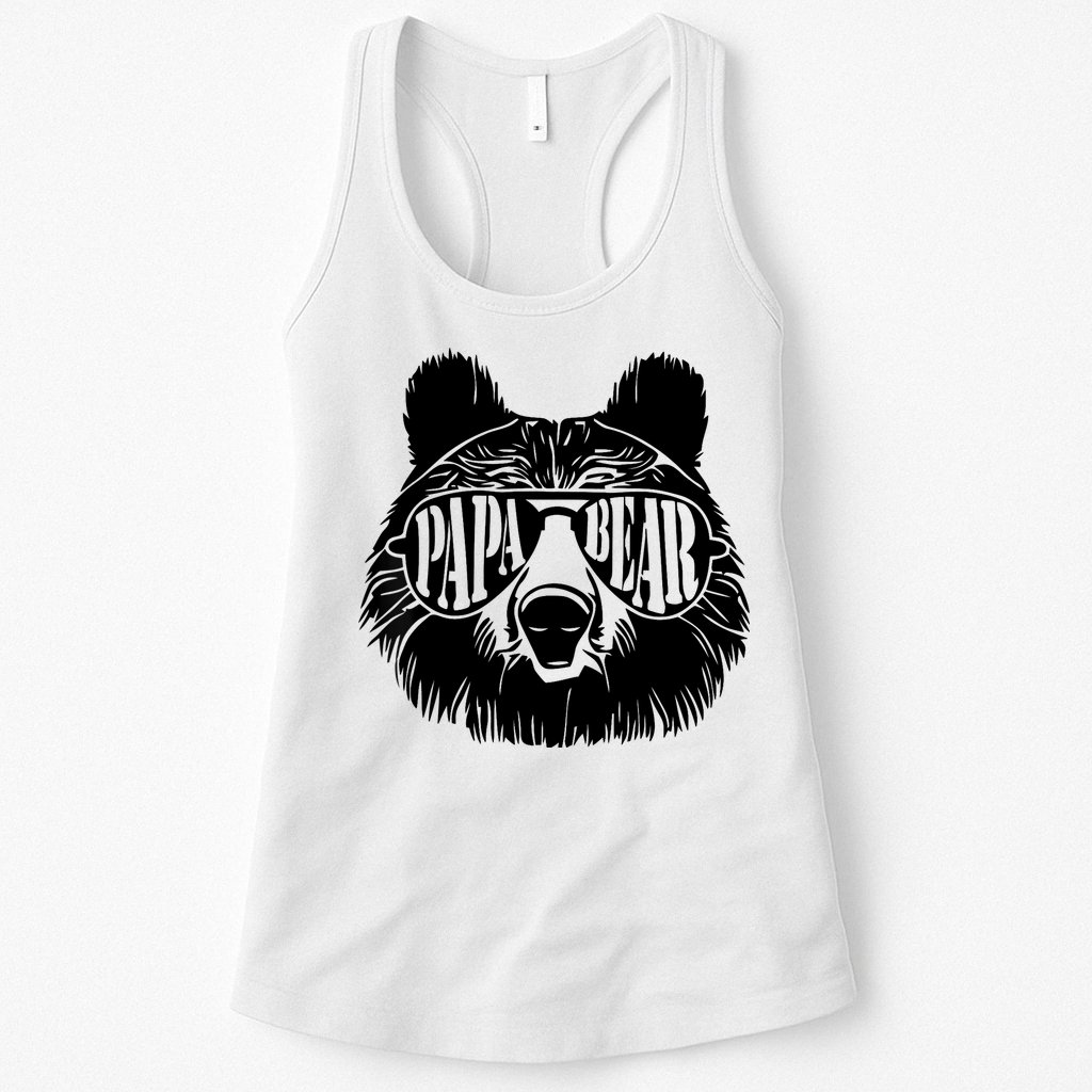 Papa Bear Sunglasses Father's Day Dad Grandpa Womens Tank Top