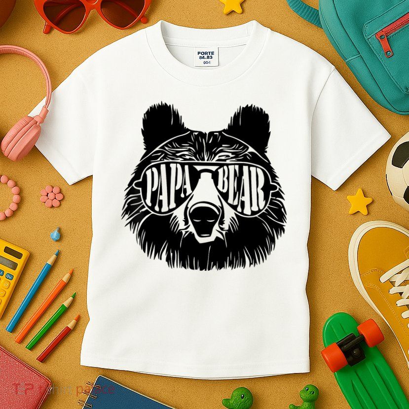 Papa Bear Sunglasses Father's Day Dad Grandpa Kids T-Shirt