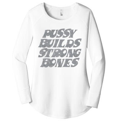 Pussy Builds Strong Bones Funny Meme Women's Perfect Tri Tunic Long Sleeve Shirt