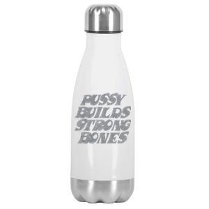 Pussy Builds Strong Bones Funny Meme Stainless Steel Insulated Water Bottle