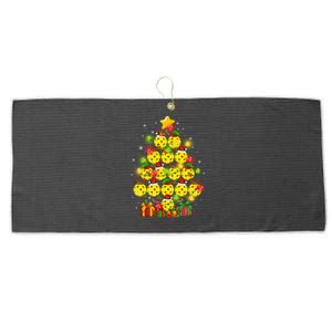 Pickleball Balls Santa Claus And Elf Hat Christmas Tree Lights Gift Large Microfiber Waffle Golf Towel