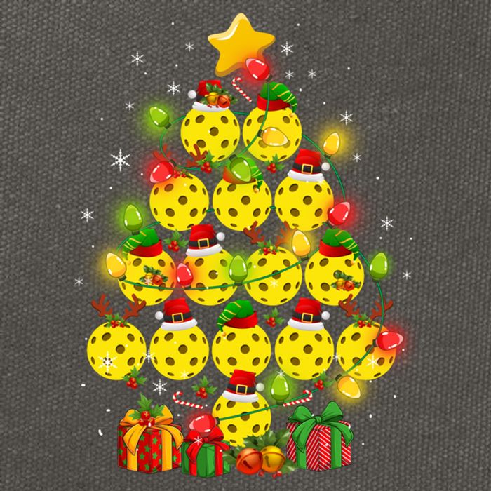 Pickleball Balls Santa Claus And Elf Hat Christmas Tree Lights Gift Cotton Canvas Backpack