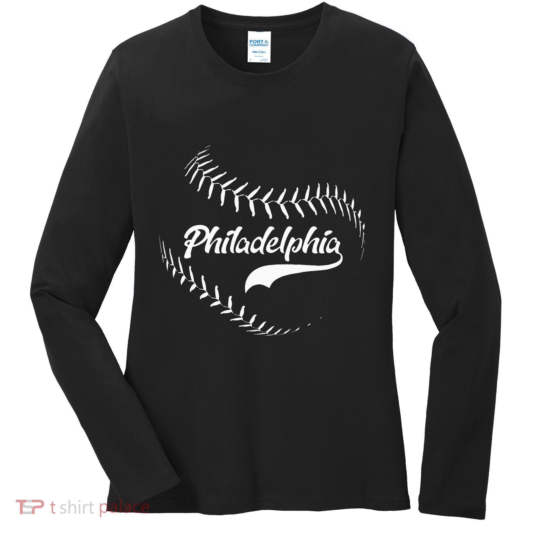 Philadelphia Baseball Swoosh Ladies Long Sleeve Shirt
