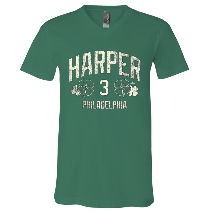 Philadelphia Baseball St. Patricks Clover V-Neck T-Shirt