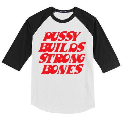 Pussy Builds Strong Bones Kids Colorblock Raglan Jersey