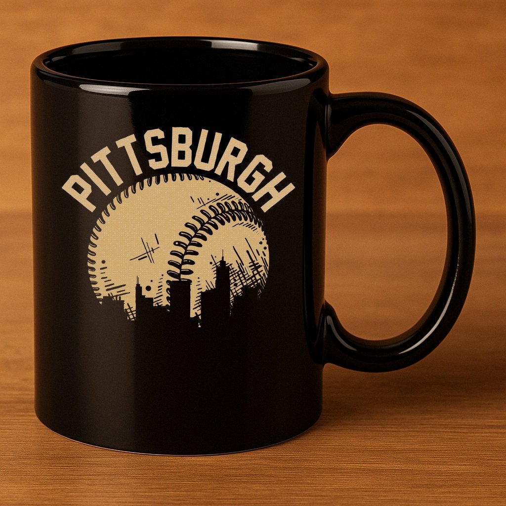 Pittsburgh Baseball Skyline Pennsylvania Player Coach Fan 11oz C Handle Ceramic Mug