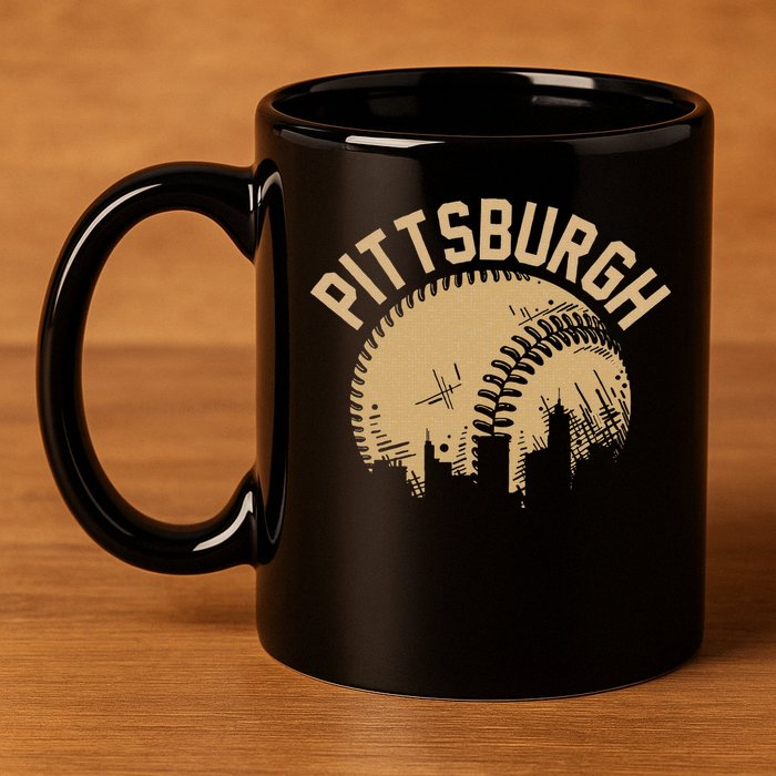 Pittsburgh Baseball Skyline Pennsylvania Player Coach Fan 11oz C Handle Ceramic Mug