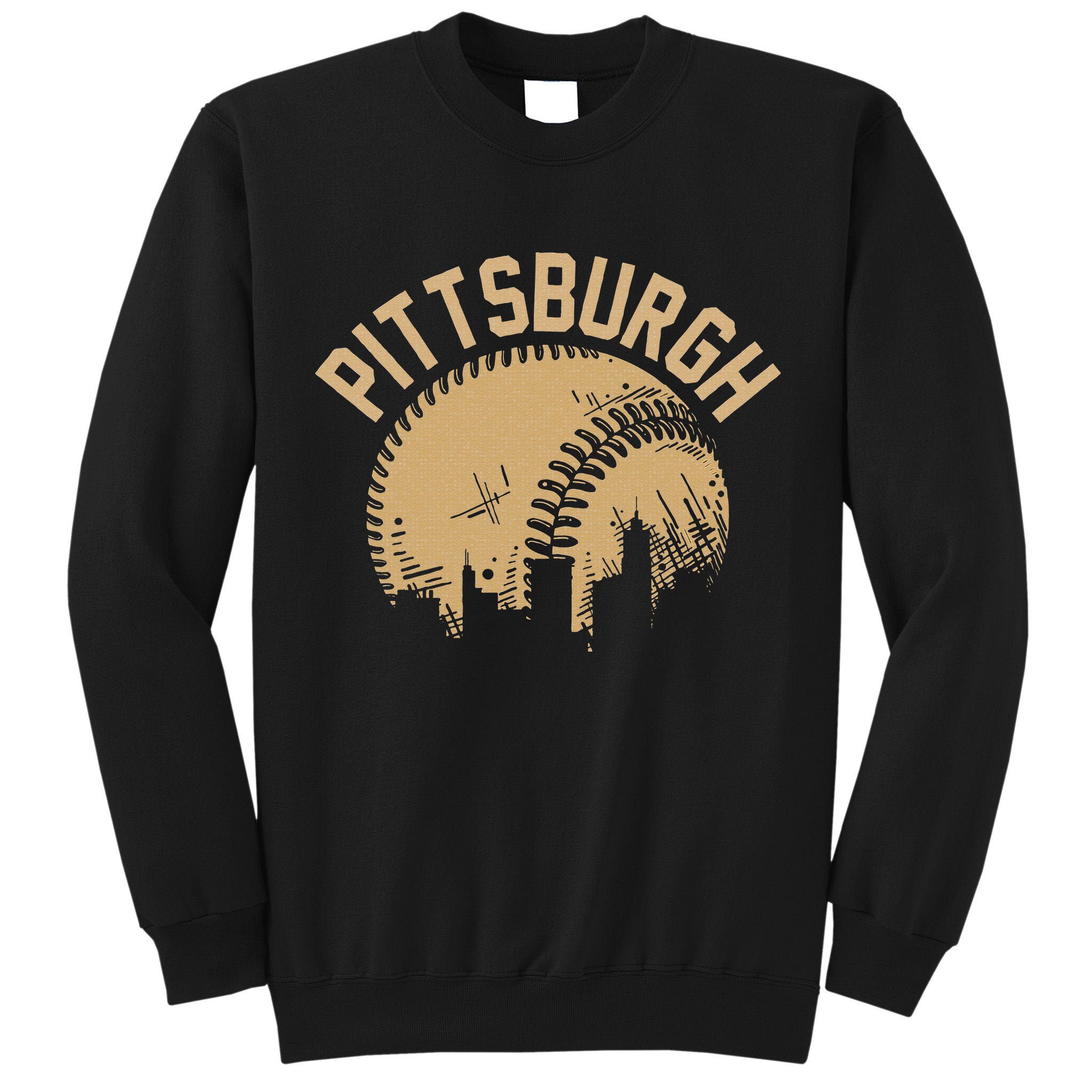 Pittsburgh Baseball Skyline Pennsylvania Player Coach Fan Tall Sweatshirt