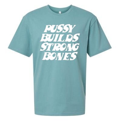 Pussy Builds Strong Bones Funny Meme Sueded Cloud Jersey T-Shirt