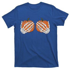 Pumpkin Boobies Skeleton Hands Funnys Funny Halloween Funny T-Shirt