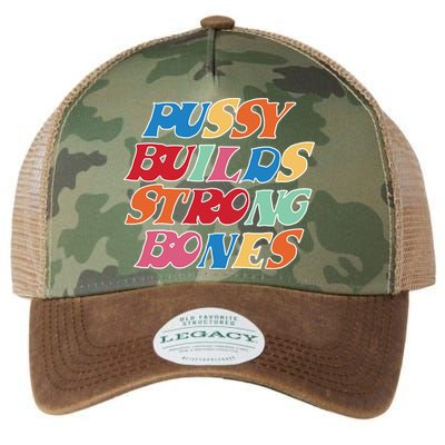 Pussy Builds Strong Bones Retro Colorful Logo Legacy Tie Dye Trucker Hat