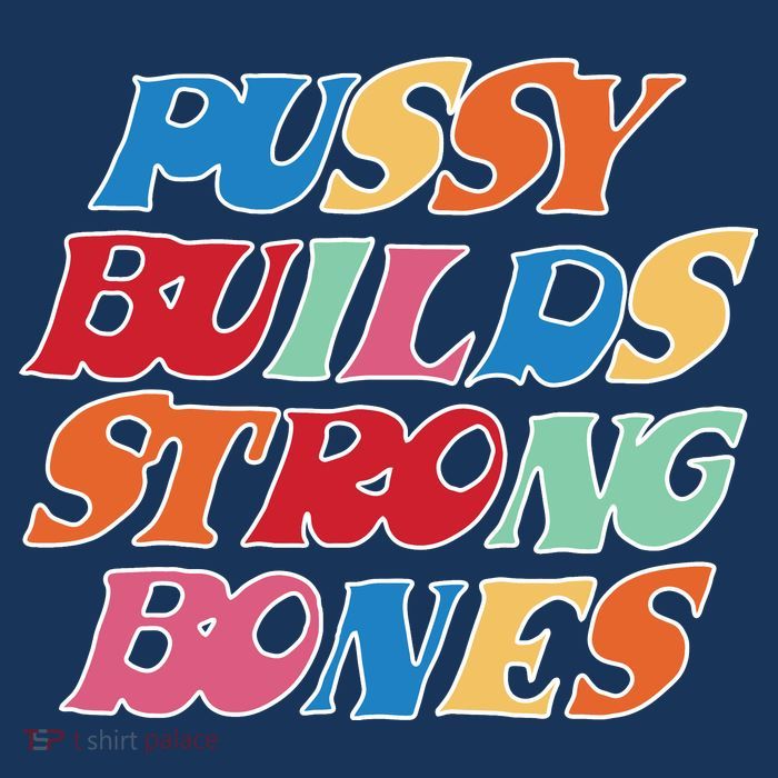 Pussy Builds Strong Bones Retro Colorful Logo T-Shirt