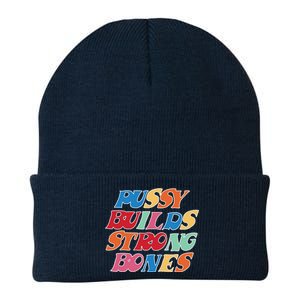 Pussy Builds Strong Bones Retro Colorful Logo Knit Cap Winter Beanie