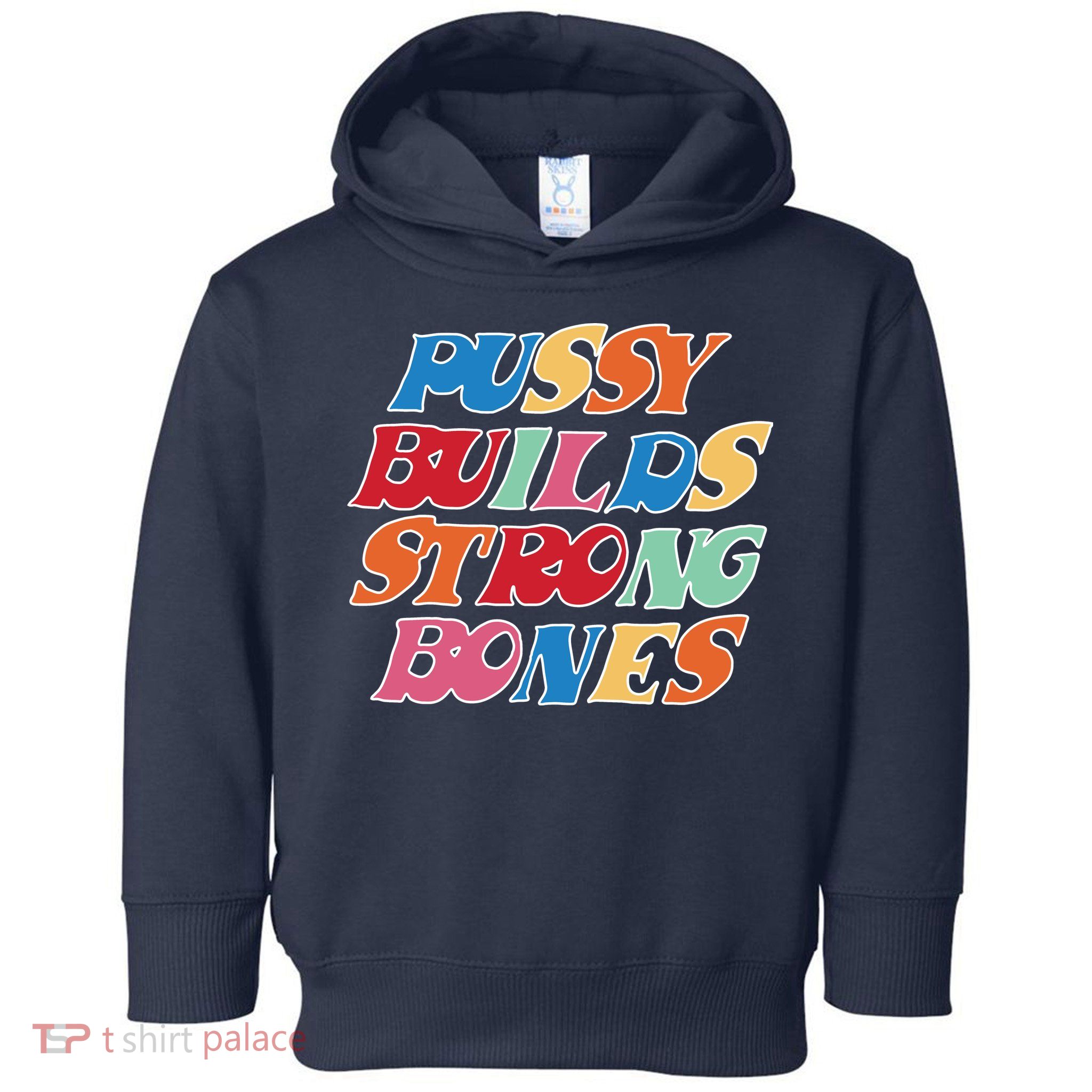 Pussy Builds Strong Bones Retro Colorful Logo Toddler Hoodie