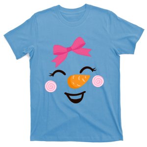 Pink Bow Snow Cute Snow Face Christmas Great Gift T-Shirt