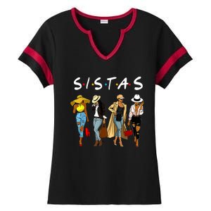 Proud Black Sistas Queen Melanin Afro African American Wo Ladies Halftime Notch Neck Tee