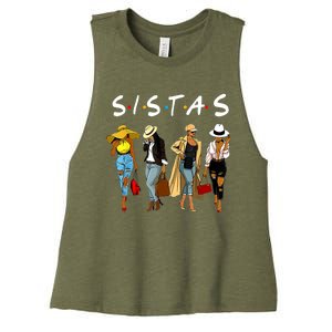 Proud Black Sistas Queen Melanin Afro African American Wo Women's Racerback Cropped Tank