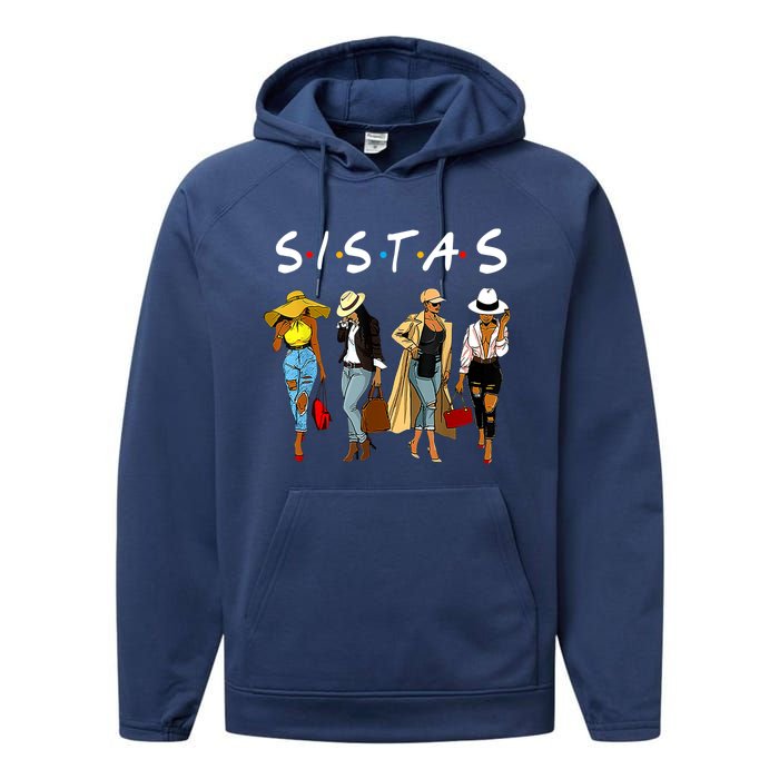 Proud Black Sistas Queen Melanin Afro African American Wo Performance Fleece Hoodie