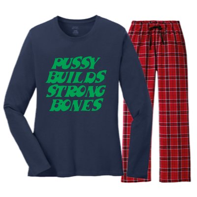 Pussy Builds Strong Bones 15 Women's Long Sleeve Flannel Pajama Set 